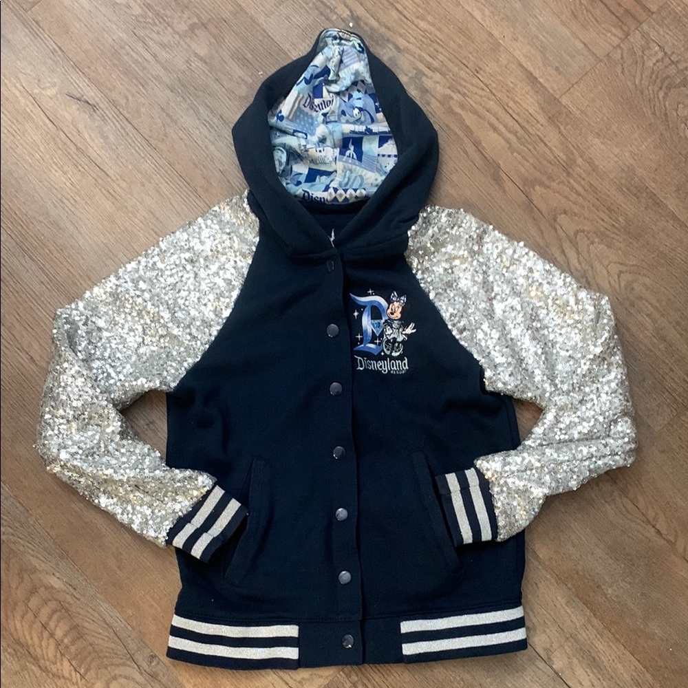 Disney Black and Silver Varsity Jacket with Sequin Sleeves